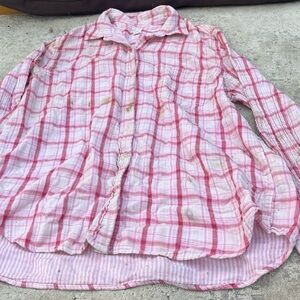 GAP Pink Plaid Button Down Shirt